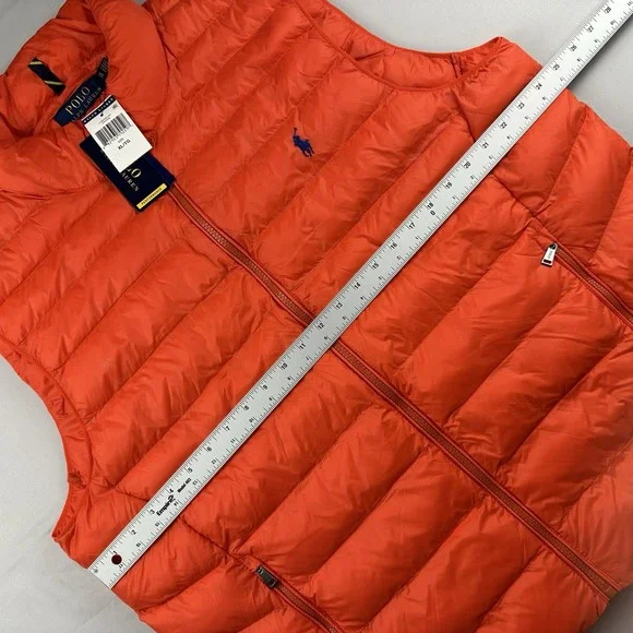 NEW Polo Ralph Lauren Mens XL Performance Full Zip Orange Puffer Vest With Tags - Picture 4 of 6